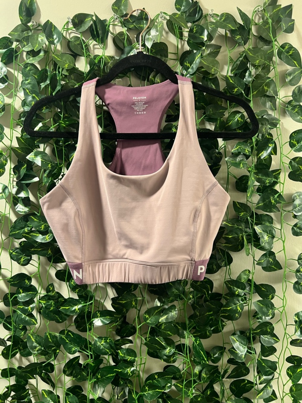 Peloton Color-block Sports Bra Size L Mauve & Beige